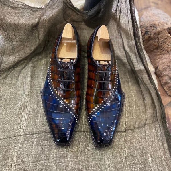 Giày oxford da cá sấu nile cao cấp - Cấu trúc goodyear handmade - GOWGY0141S - Hình ảnh 9