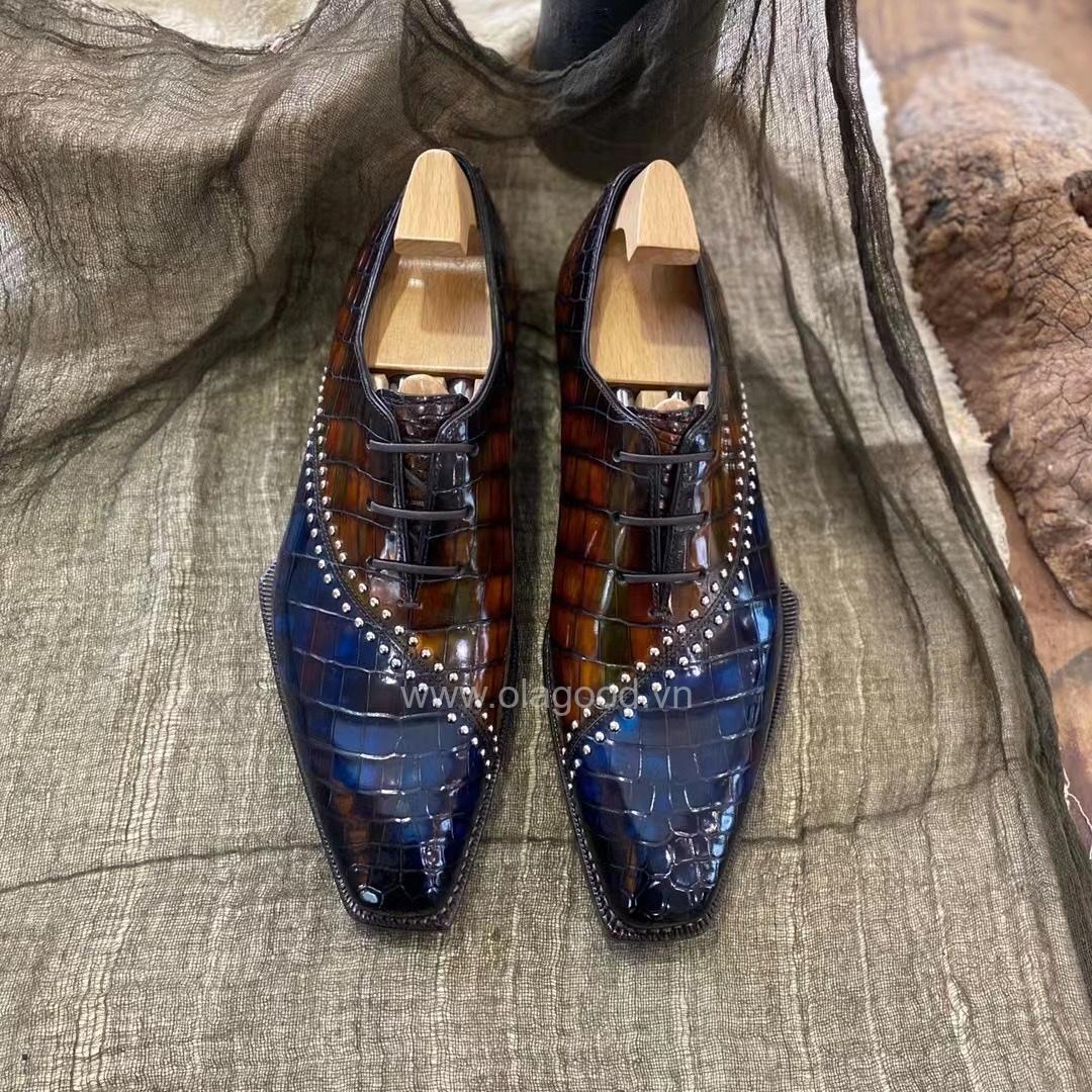 Giày oxford da cá sấu nile cao cấp - Cấu trúc goodyear handmade - GOWGY0141S - Hình ảnh 9