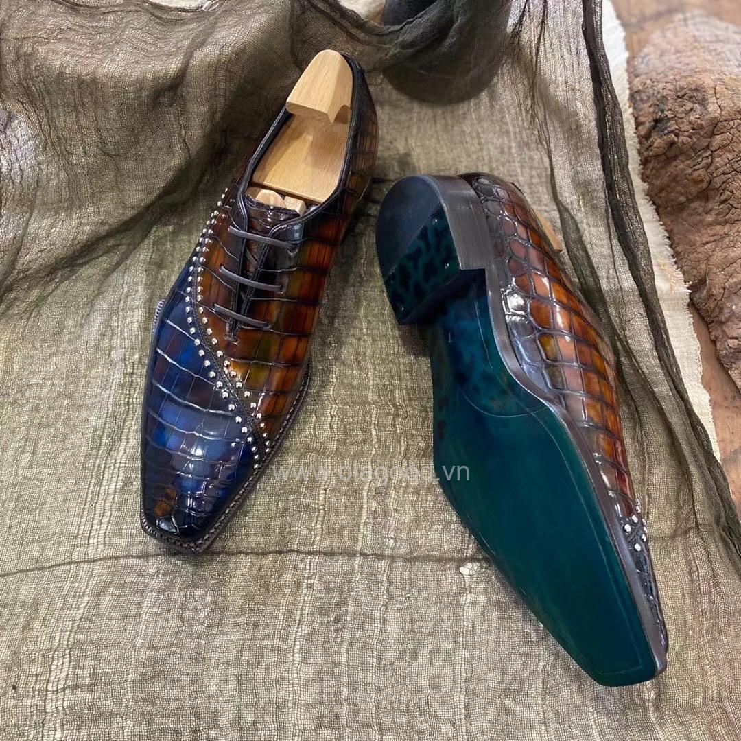 Giày oxford da cá sấu nile cao cấp - Cấu trúc goodyear handmade - GOWGY0141S - Hình ảnh 10
