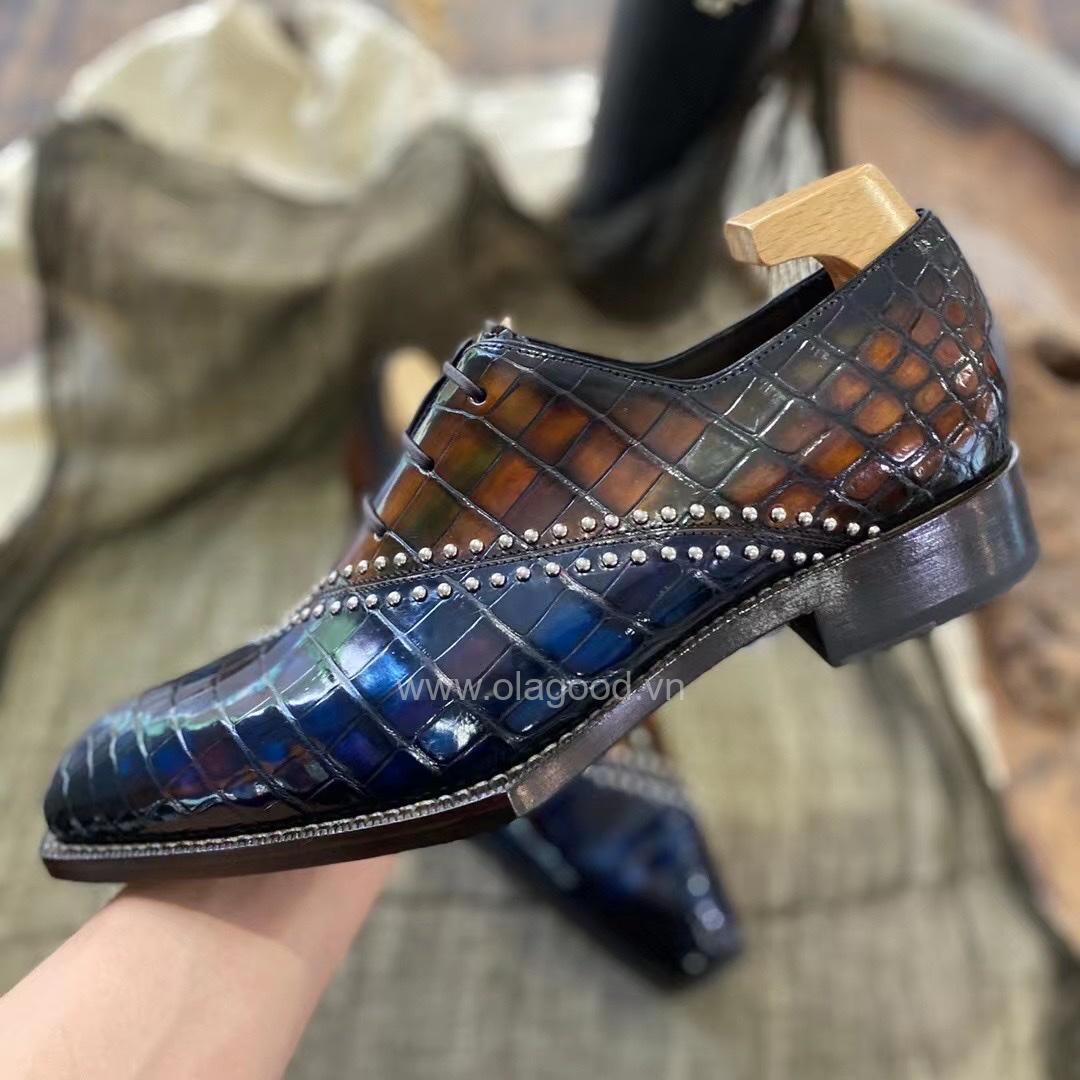 Giày oxford da cá sấu nile cao cấp - Cấu trúc goodyear handmade - GOWGY0141S - Hình ảnh 11