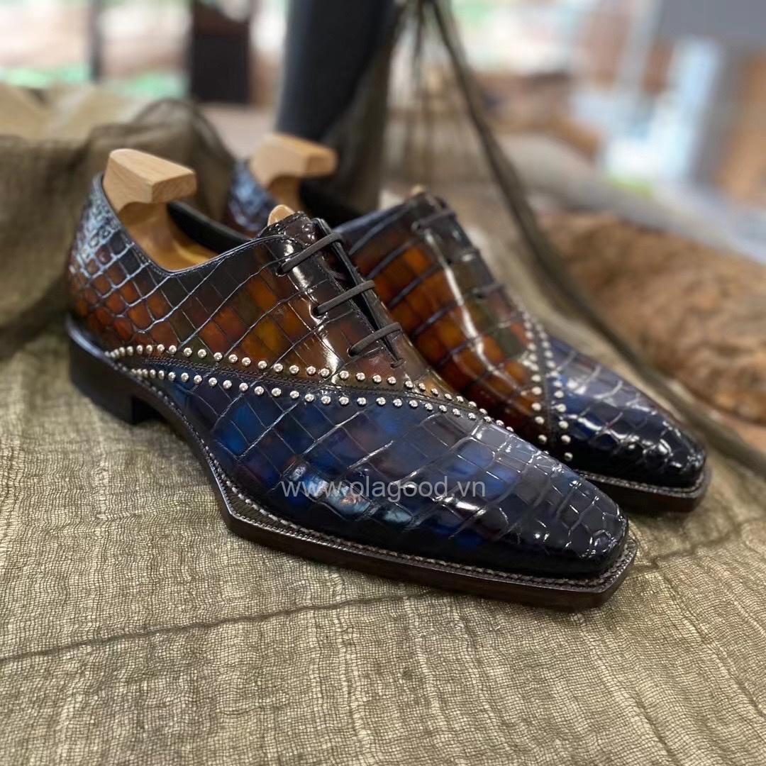 Giày oxford da cá sấu nile cao cấp - Cấu trúc goodyear handmade - GOWGY0141S - Hình ảnh 12
