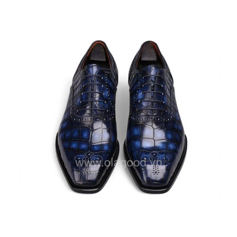Giày Oxford Plain Toe Medallion Da Cá Sấu Nile Nhập Khẩu – Goodyear Handmade - GOGY0133S - Hình ảnh 3