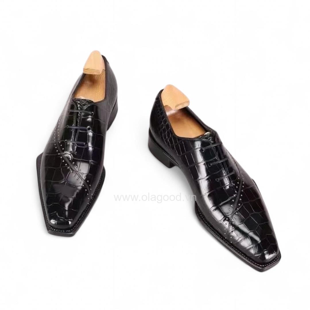 Giày oxford da cá sấu nile nhập khẩu - Cấu trúc goodyear handmade - GOGY0142S - Hình ảnh 4