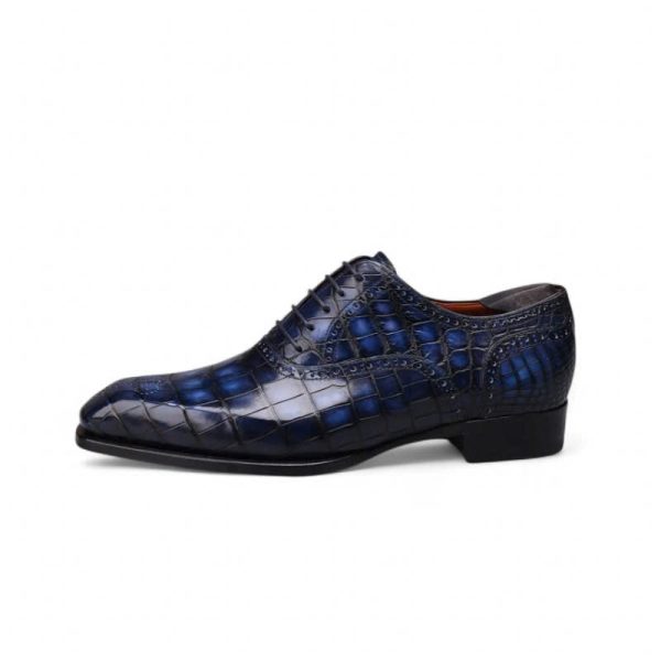Giày Oxford Plain Toe Medallion Da Cá Sấu Nile Nhập Khẩu – Goodyear Handmade - GOGY0133S - Hình ảnh 5