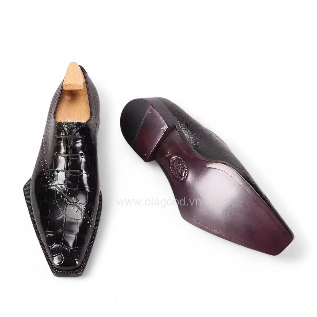 Giày oxford da cá sấu nile nhập khẩu - Cấu trúc goodyear handmade - GOGY0142S - Hình ảnh 5