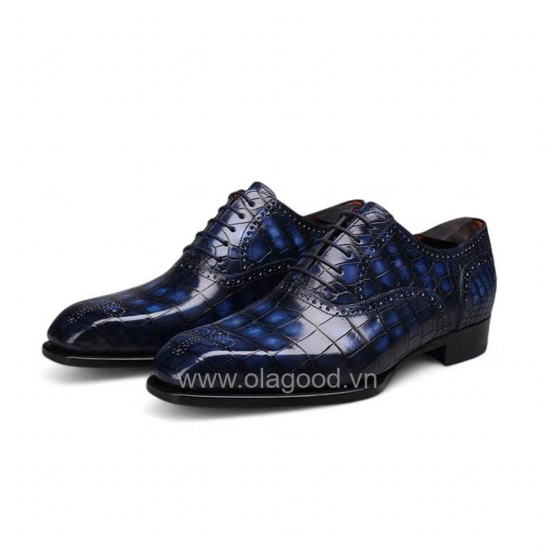 Giày Oxford Plain Toe Medallion Da Cá Sấu Nile Nhập Khẩu – Goodyear Handmade - GOGY0133S