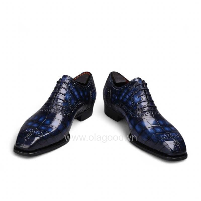 Giày Oxford Plain Toe Medallion Da Cá Sấu Nile Nhập Khẩu – Goodyear Handmade - GOGY0133S - Hình ảnh 4