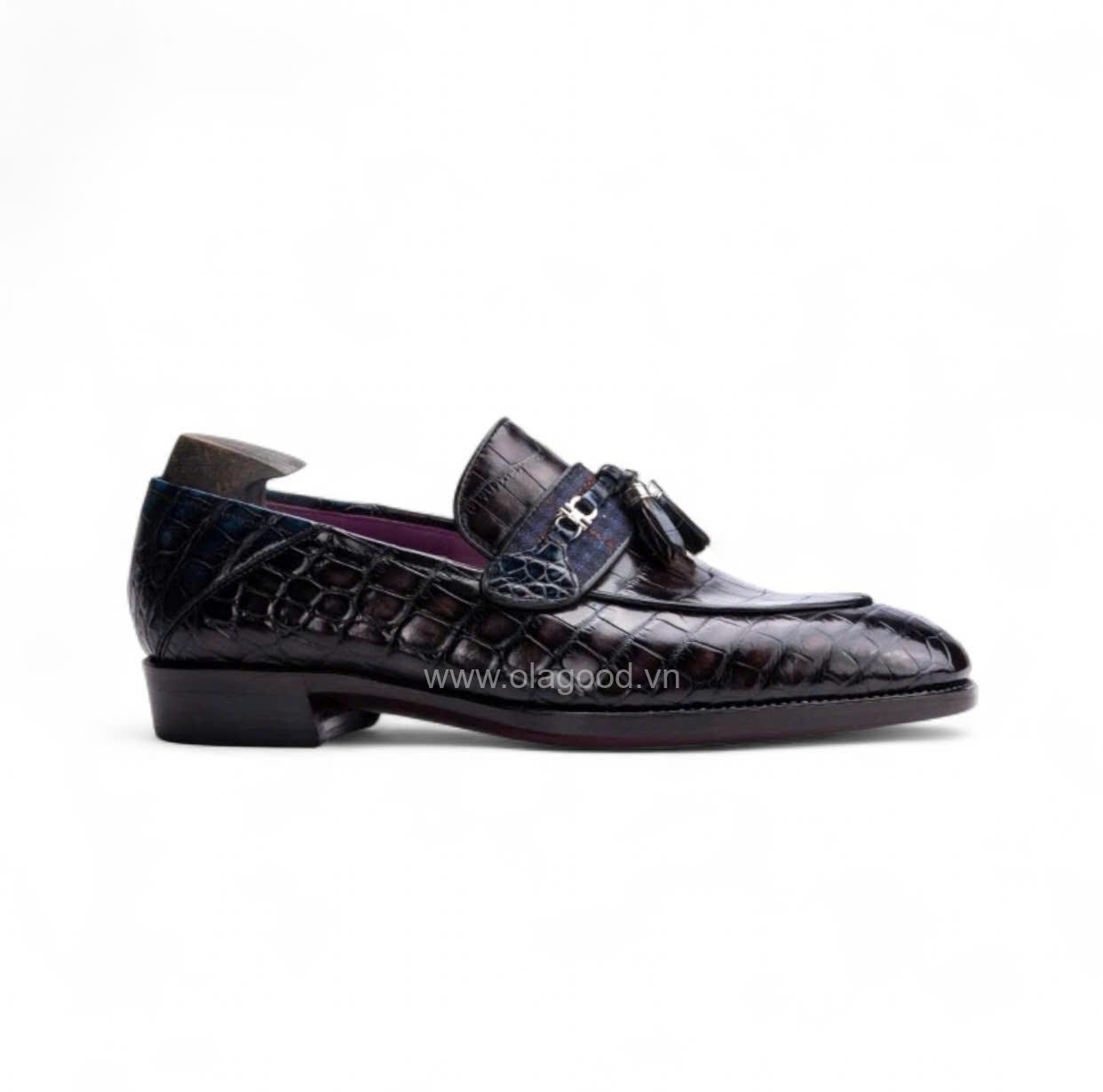 Giày tassel loafer da cá sấu nile cao cấp - Cấu trúc goodyear handmade - GLGY0130S - Hình ảnh 3