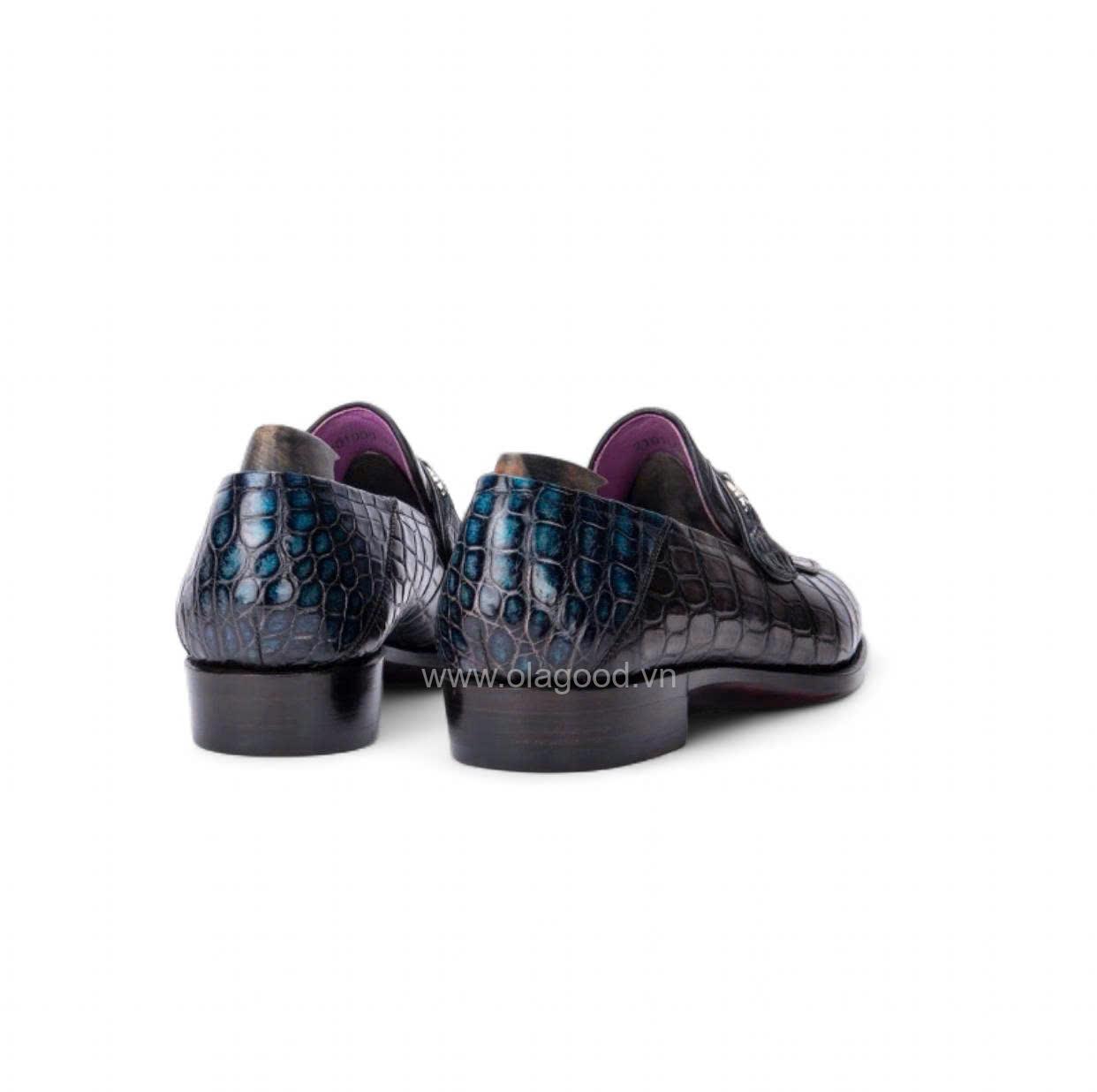 Giày tassel loafer da cá sấu nile cao cấp - Cấu trúc goodyear handmade - GLGY0130S - Hình ảnh 5