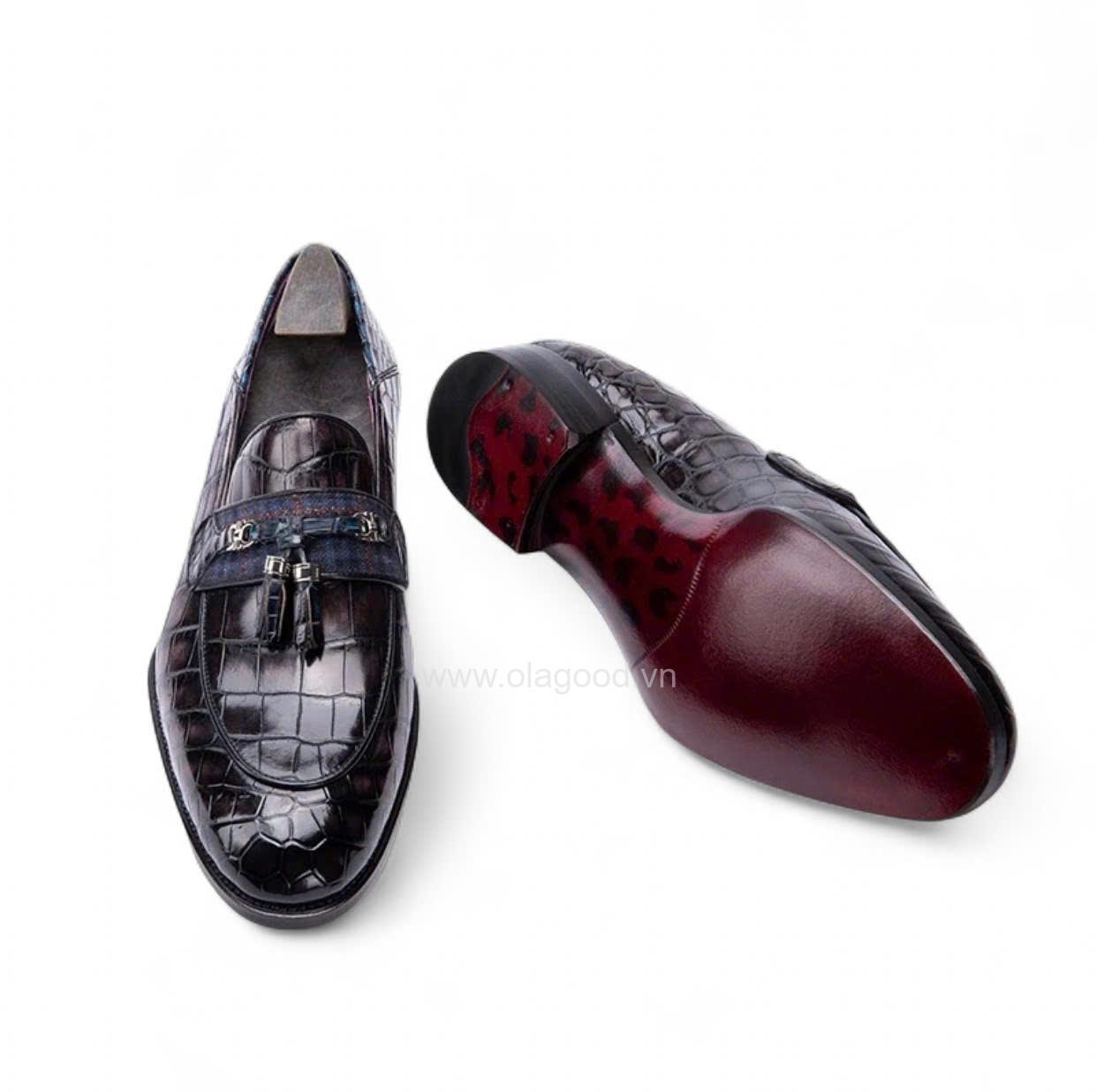 Giày tassel loafer da cá sấu nile cao cấp - Cấu trúc goodyear handmade - GLGY0130S - Hình ảnh 4