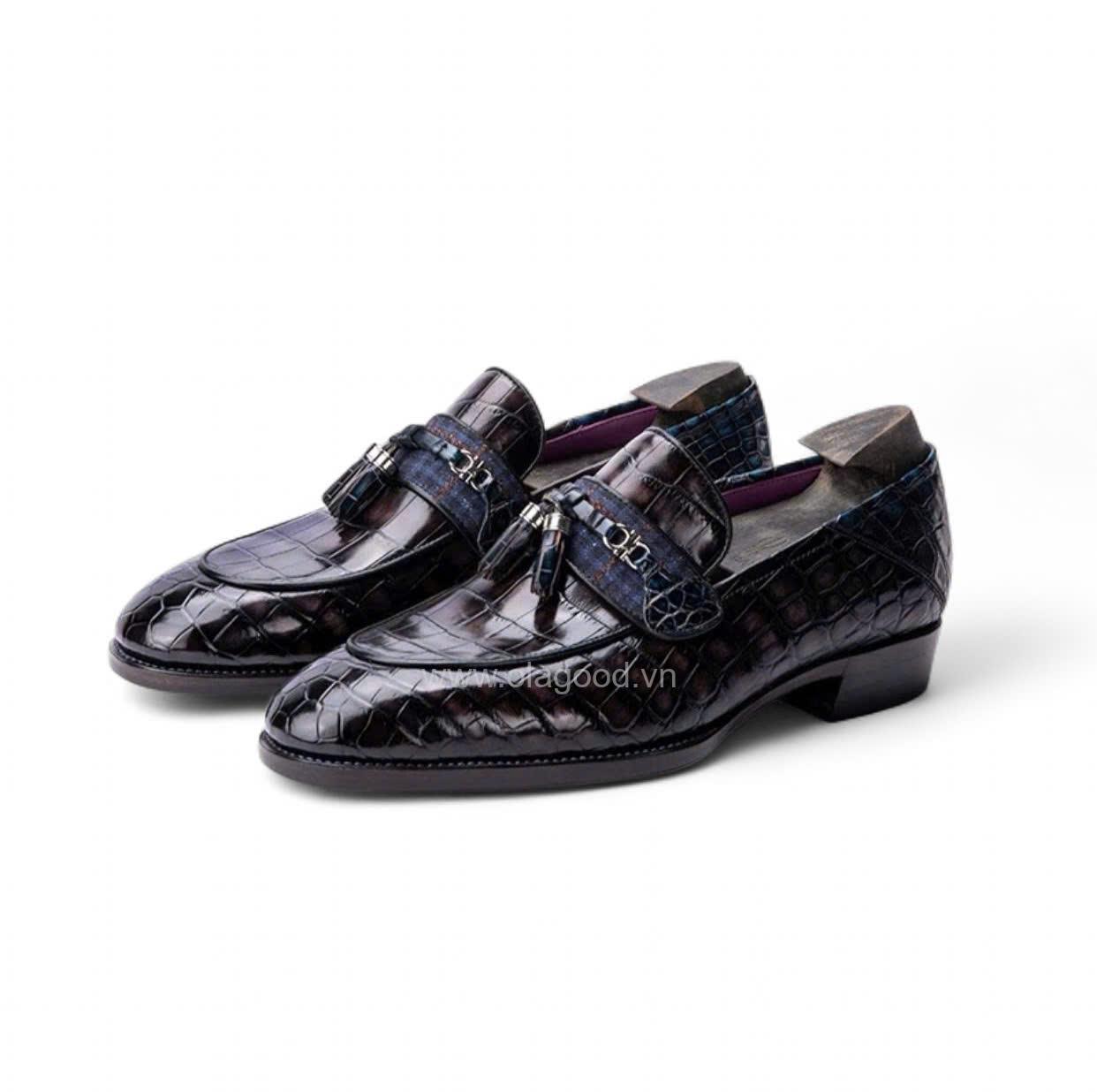 Giày tassel loafer da cá sấu nile cao cấp - Cấu trúc goodyear handmade - GLGY0130S