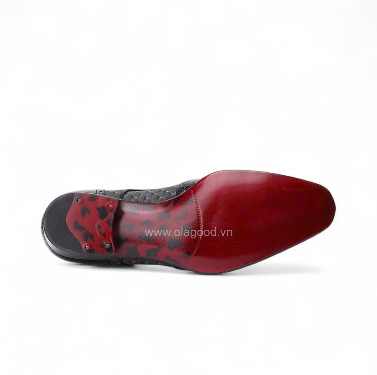 Giày wingtips derby da cá sấu nile kết hợp vải Scabal nhập khẩu - Cấu trúc goodyear handmade - GDGY0131S - Hình ảnh 6