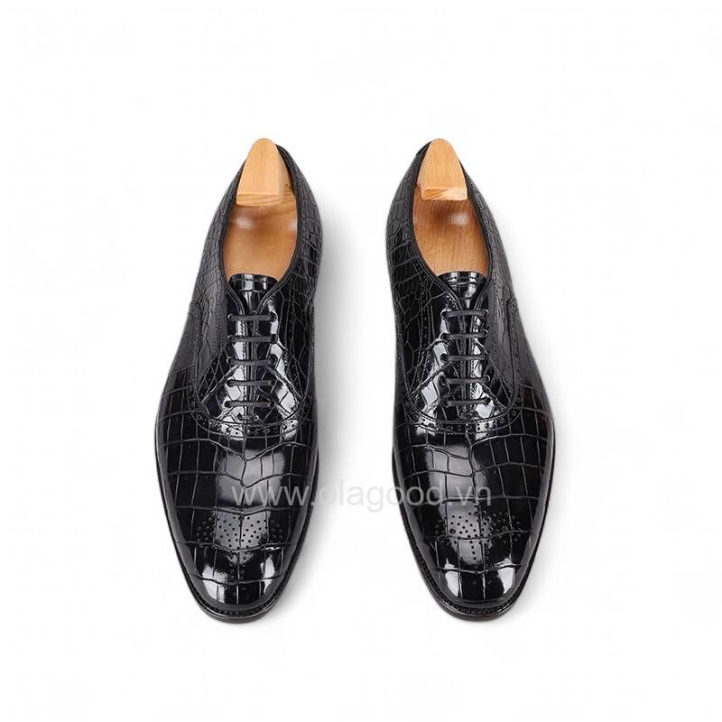 Giày Oxford Plain Toe Medallion da cá sấu nile cao cấp - Cấu trúc goodyear handmade - GOGY0137S - Hình ảnh 4