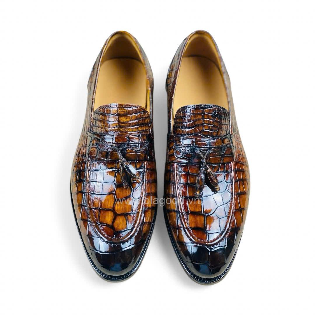 Giày loafer tassel nam da cá sấu cao cấp - Cấu trúc goodyear handmade - GGY0128S - Hình ảnh 3