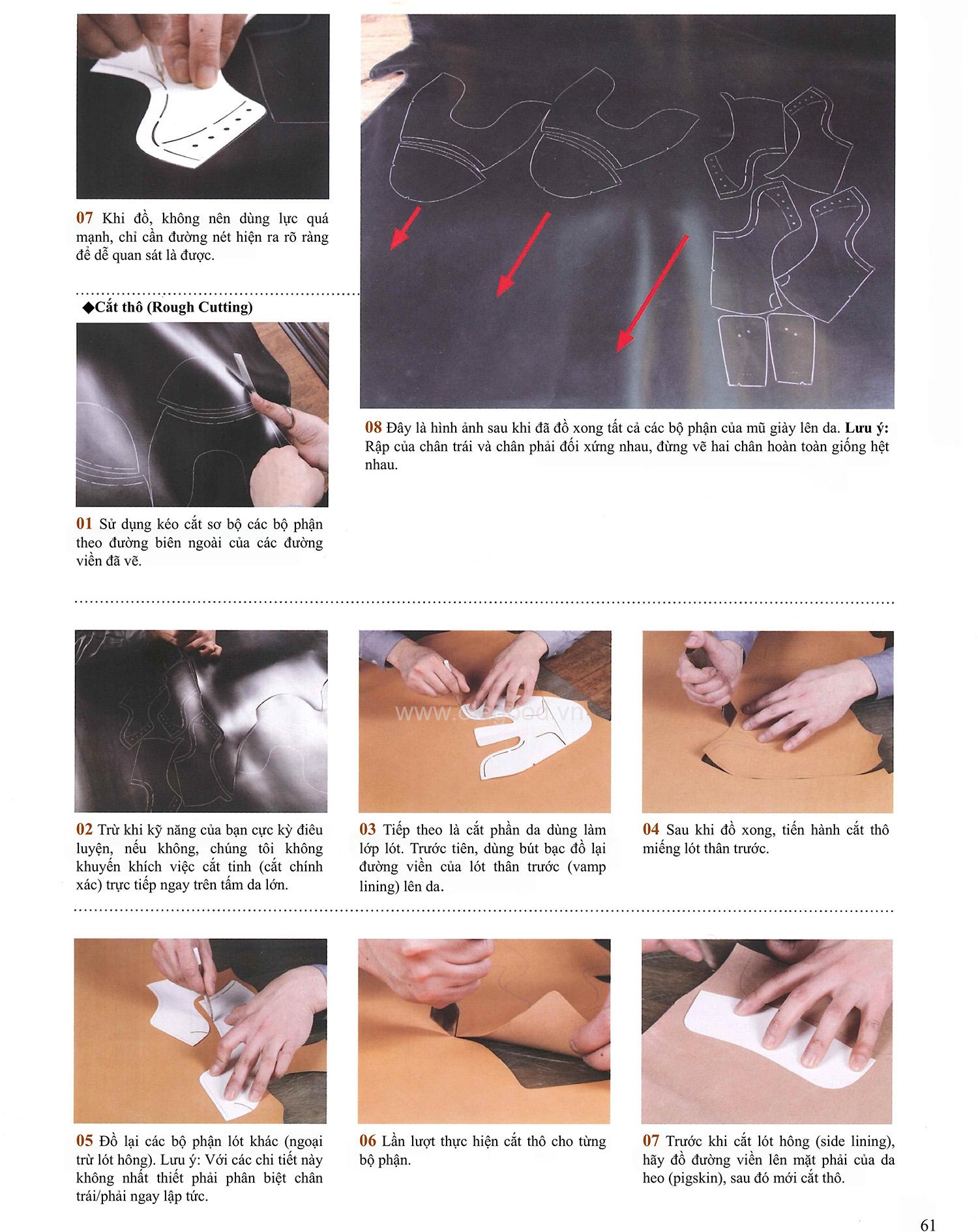 Một trong những công đoạn cắt thô của mũ giày và lót giày