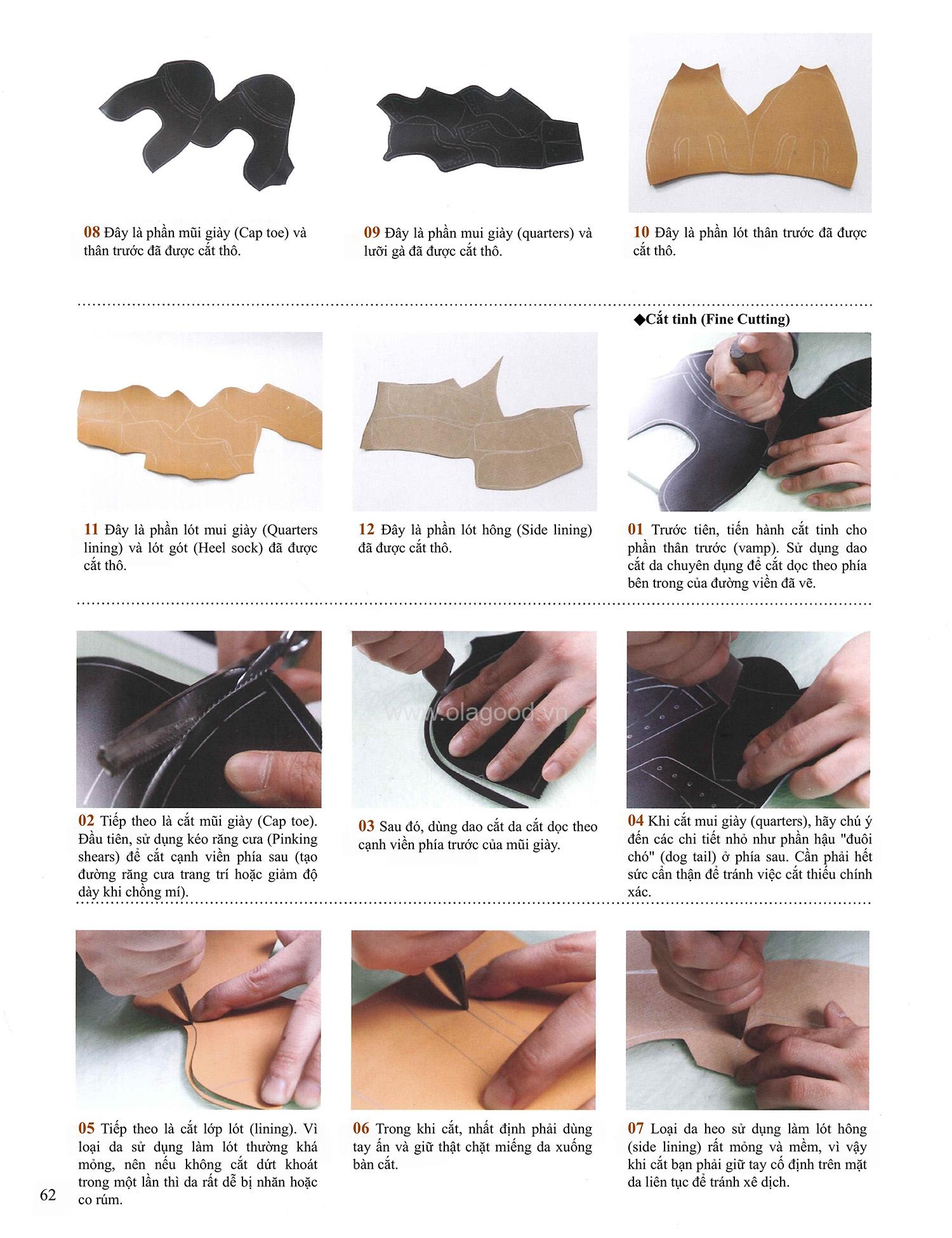 Một trong những công đoạn cắt thô của mũ giày và lót giày