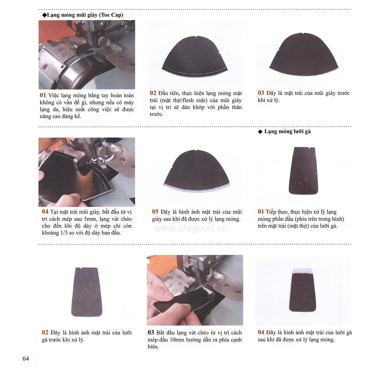 Công đoạn lạng mũi giày và lưỡi gà