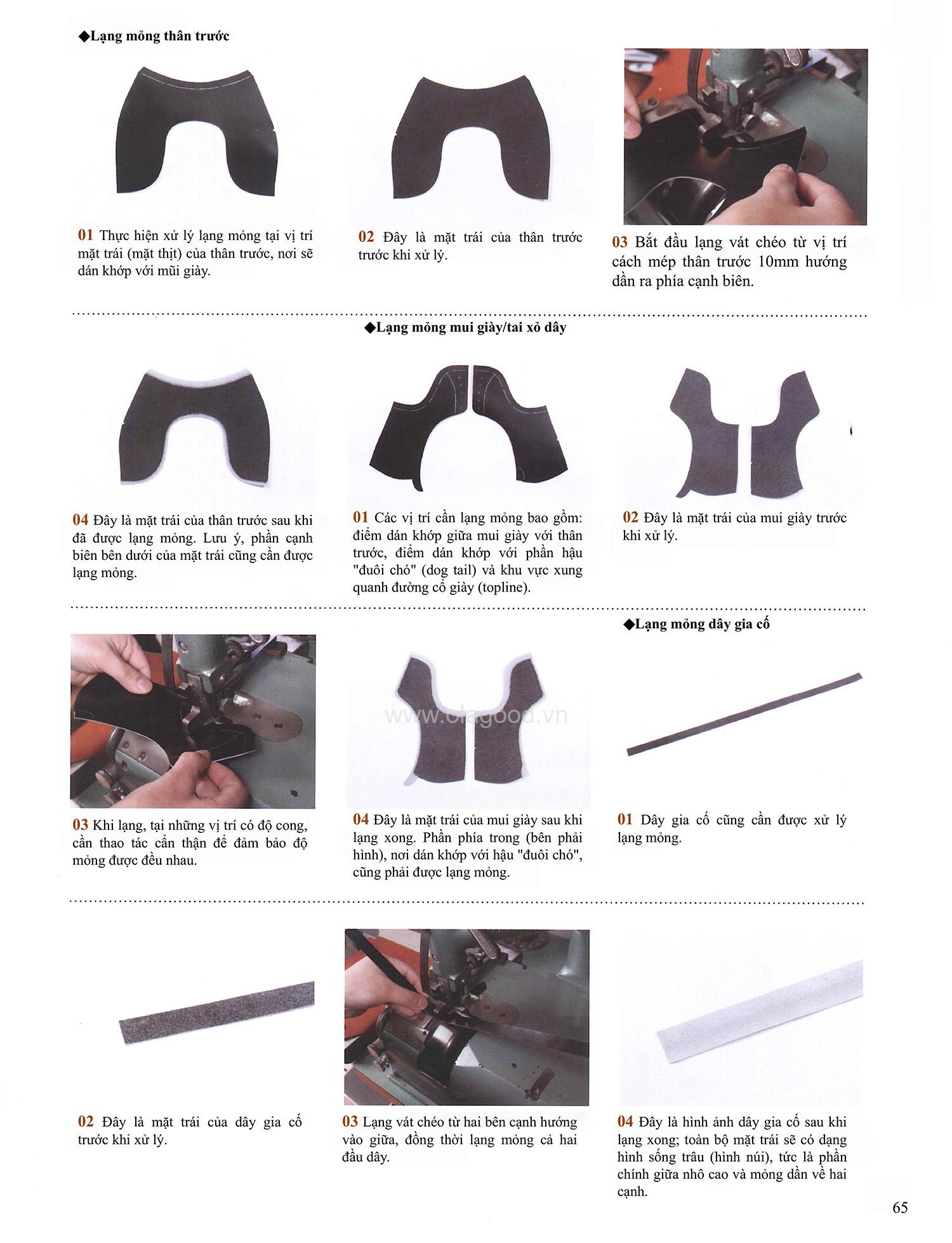 Công đoạn lạng thân giày và mui giày