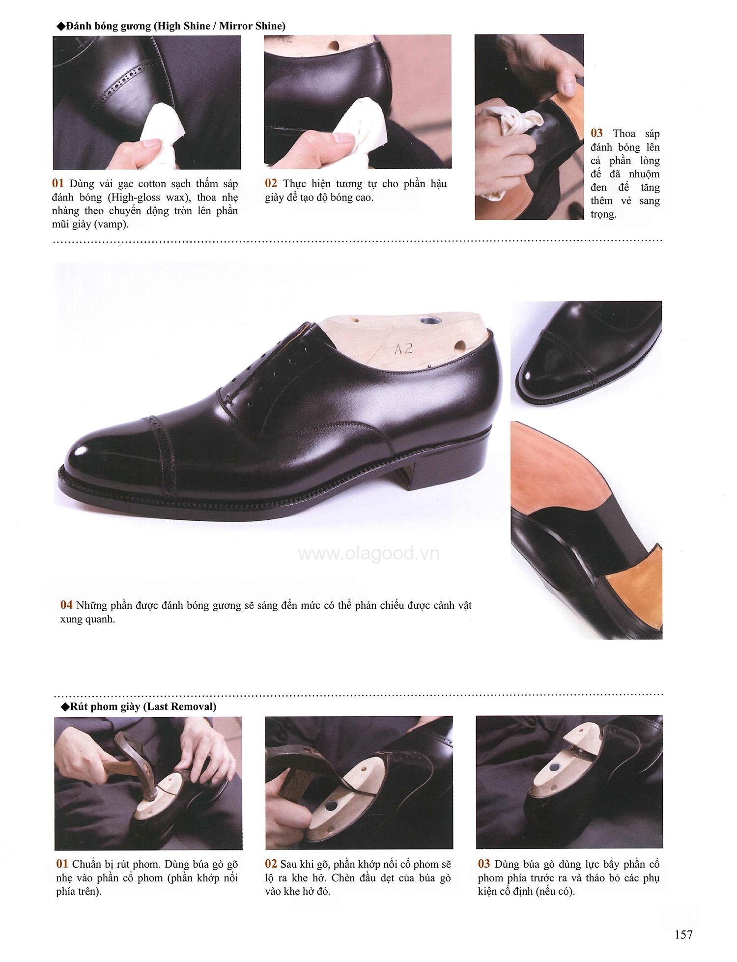 Công đoạn đánh bóng gương cho mũ giày 