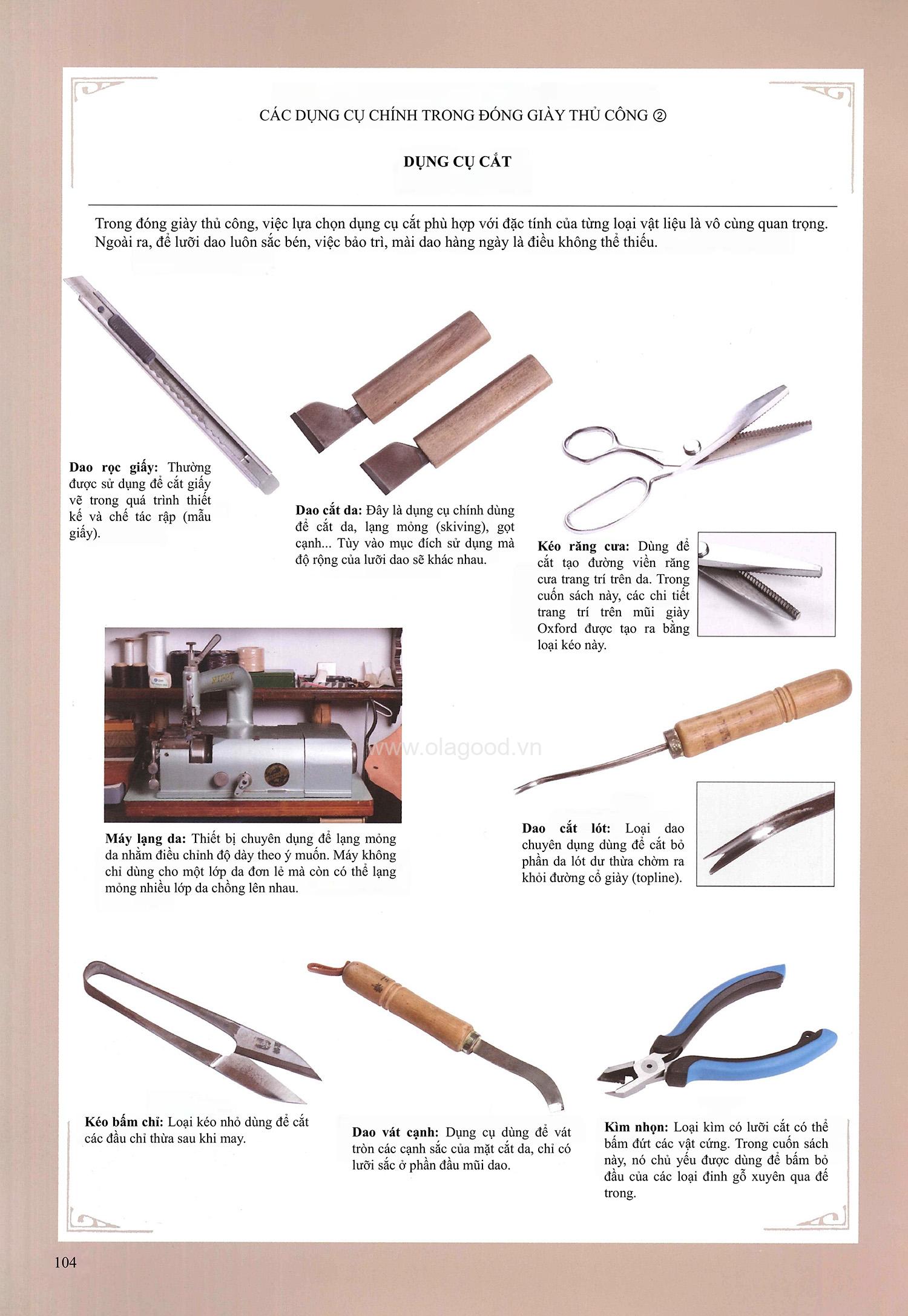 Dụng cụ cắt da trong nghề đóng giày da thủ công